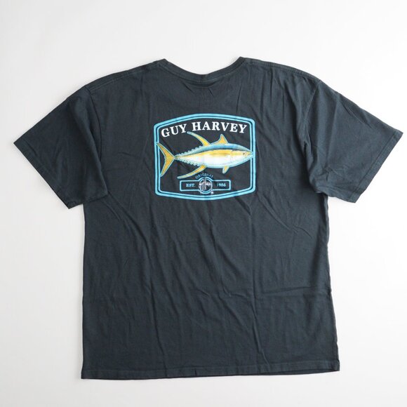 Guy Harvey Short Sleeve Fish Graphic T-Shirt Crewneck Boating Black Mens Size XL - Picture 1 of 15